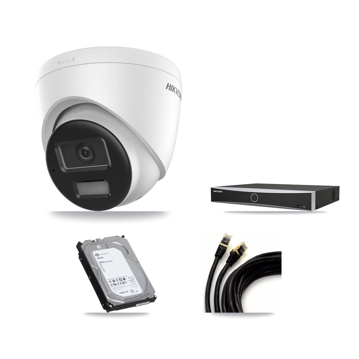 Hikvision 4-Channel 4K CCTV Kit — 2 DS-2CD1383G2-LIUF/SL Turret Cameras + 6TB Recording (DS-7604NXI-K1/4P Recorder)