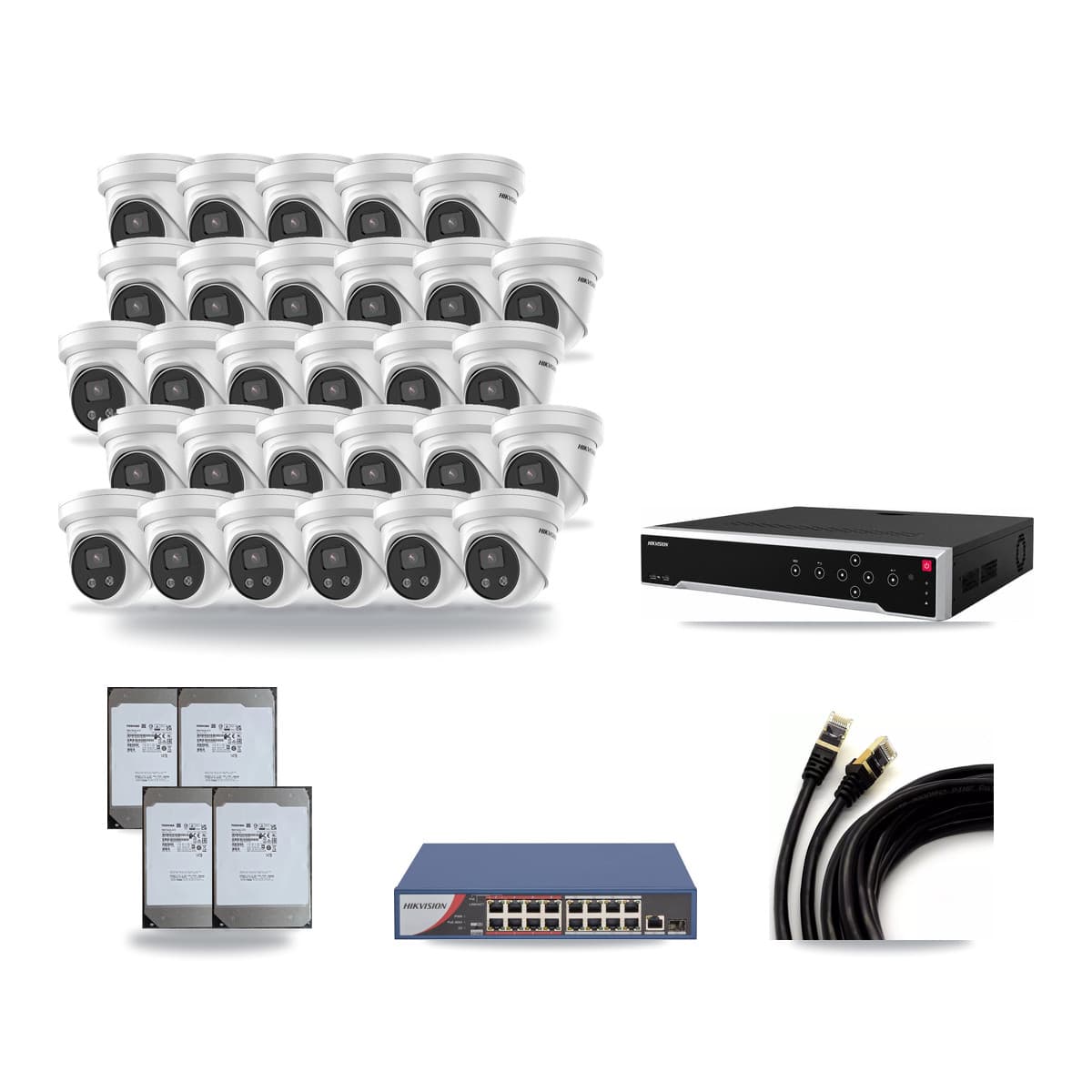 Hikvision 32-Channel 5MP CCTV Kit — 29 Turret Cameras + 4× 14TB Recording - Image 1