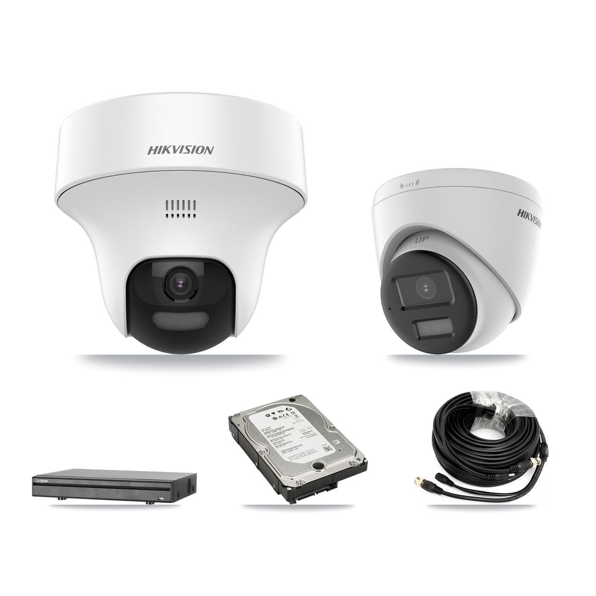 Hikvision & Dahua 8-Channel 5MP CCTV Kit — 3 DS-2CE70K0T + 1 DS-2CE78K0T Turret Cameras + 5TB Recording