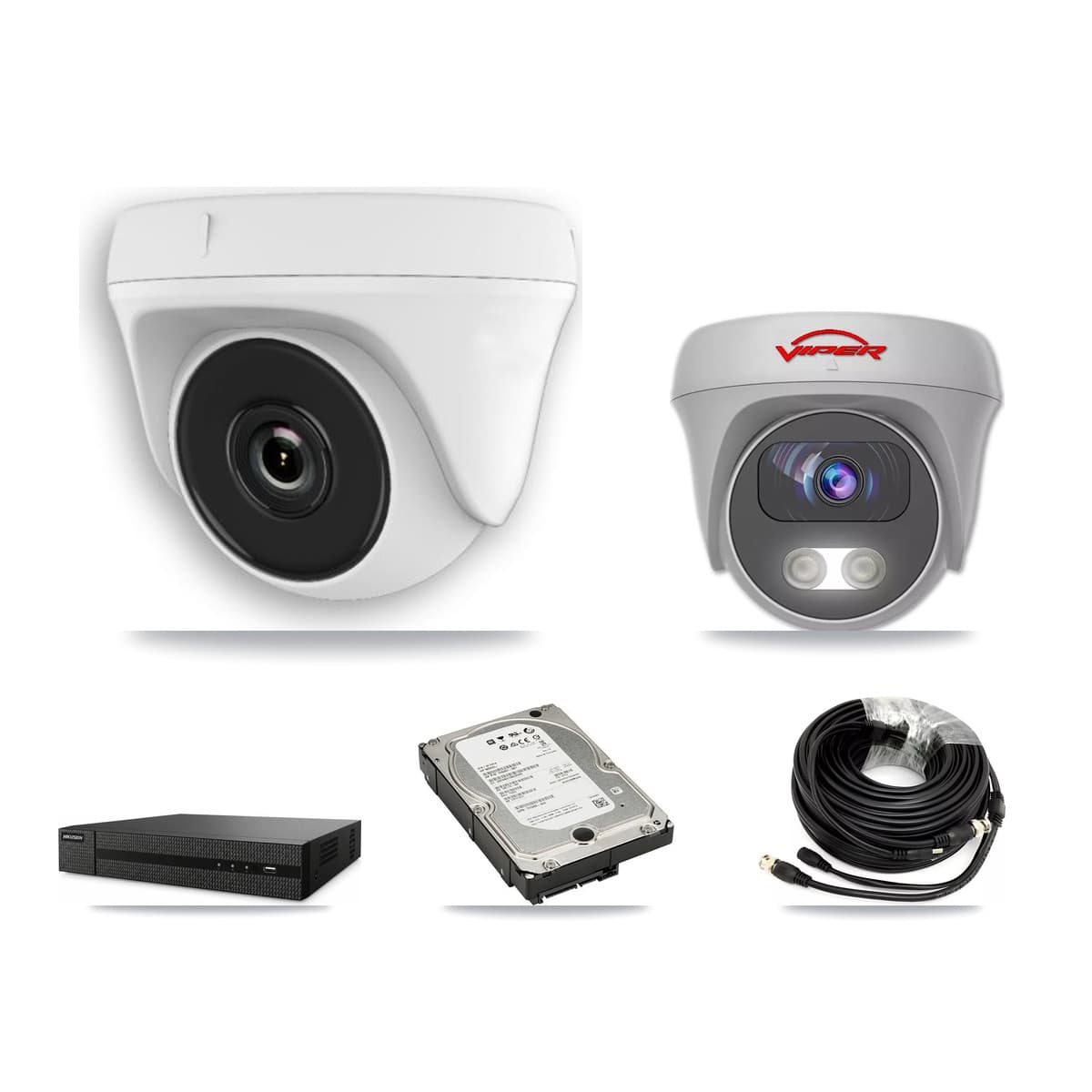Viper 8-Channel 2MP – 5MP CCTV Kit — 5 White 2MP Dome + 1 White 5MP Cameras + 5TB Recording (DVR-8CH Recorder)