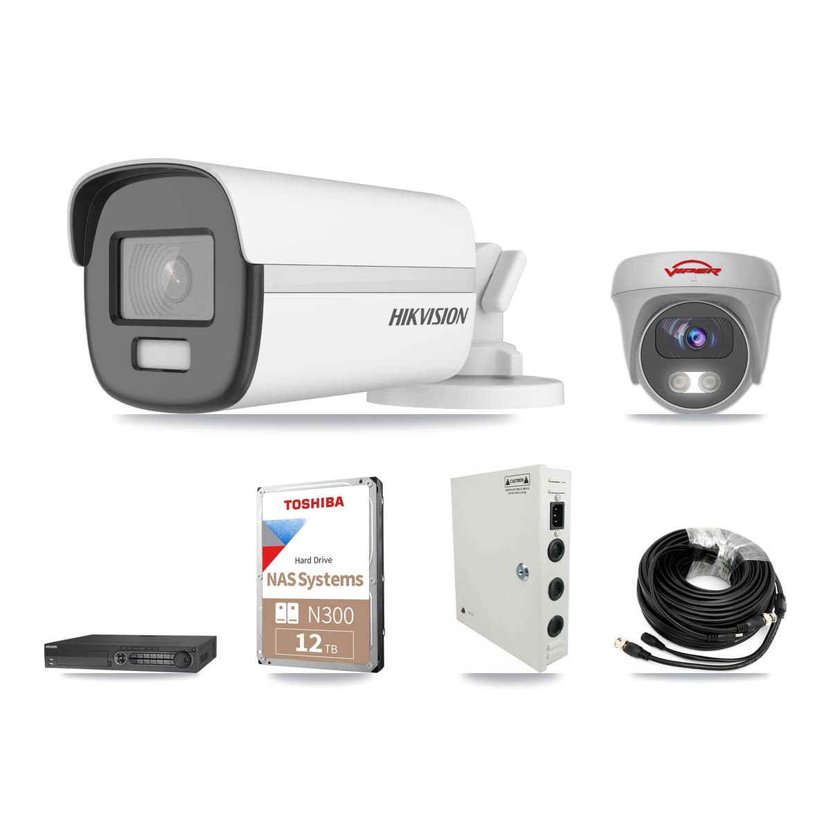 Hikvision & Viper 32-Channel 5MP – 4K CCTV Kit — 9 4K Bullet + 9 5MP Cameras + 3× 12TB Recording - Image 1