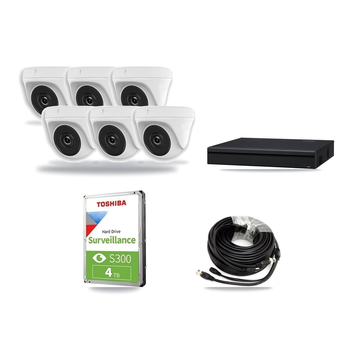 8-Channel 2MP CCTV Kit — 6 White Dome Cameras + 4TB Recording (XVR-3108AD Recorder) - Image 1