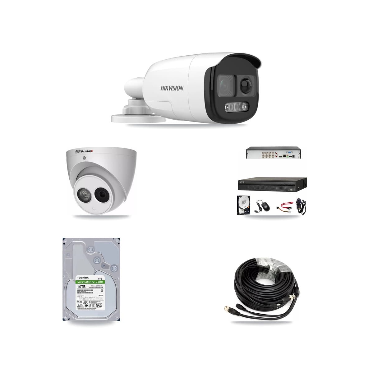 8-Channel 4MP – 5MP CCTV Kit — 6 DS-2CE12KF3T 5MP Bullet + 1 PXC-612C4W-A 4MP Turret Cameras + 10TB Recording (XVR-3108AD Recorder)