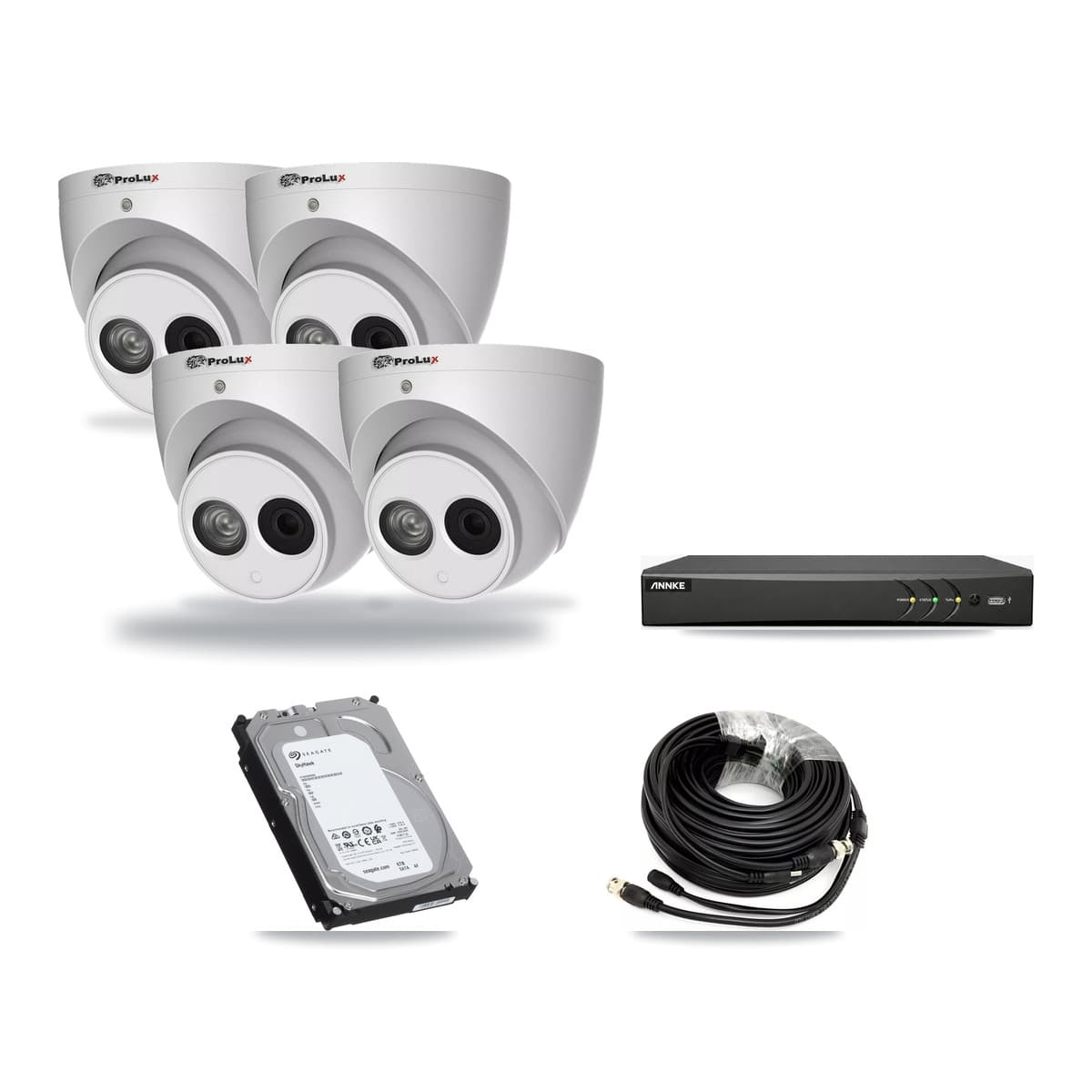 Prolux & ANNKE 4-Channel 4MP CCTV Kit — 4 Turret Cameras + 6TB Recording - Image 1
