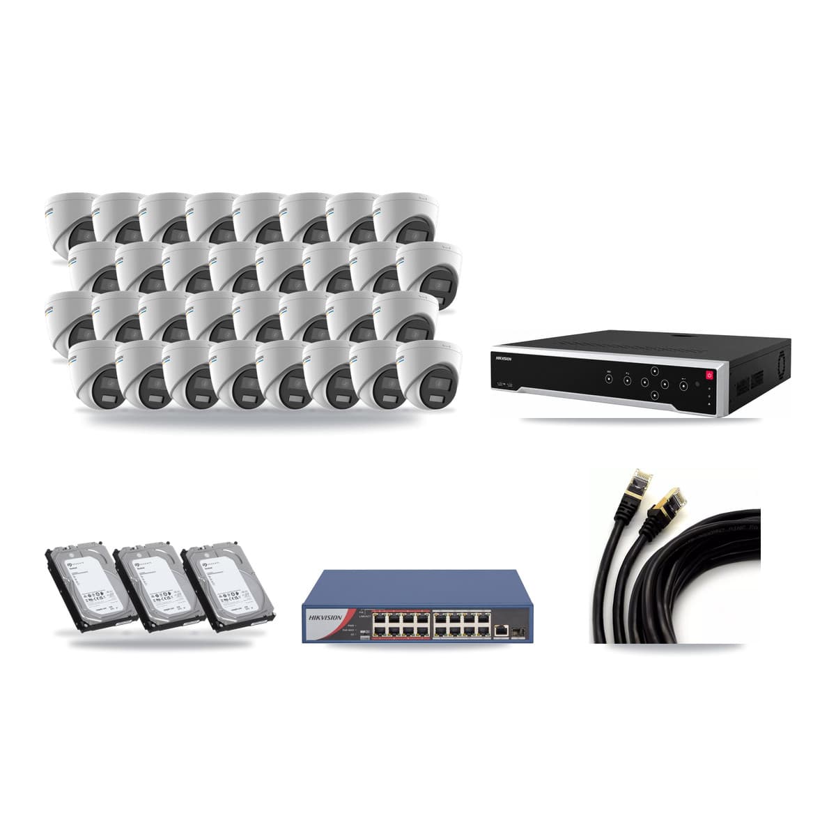 Hikvision 32-Channel 2MP CCTV Kit — 32 Turret Cameras + 3× 6TB Recording - Image 1