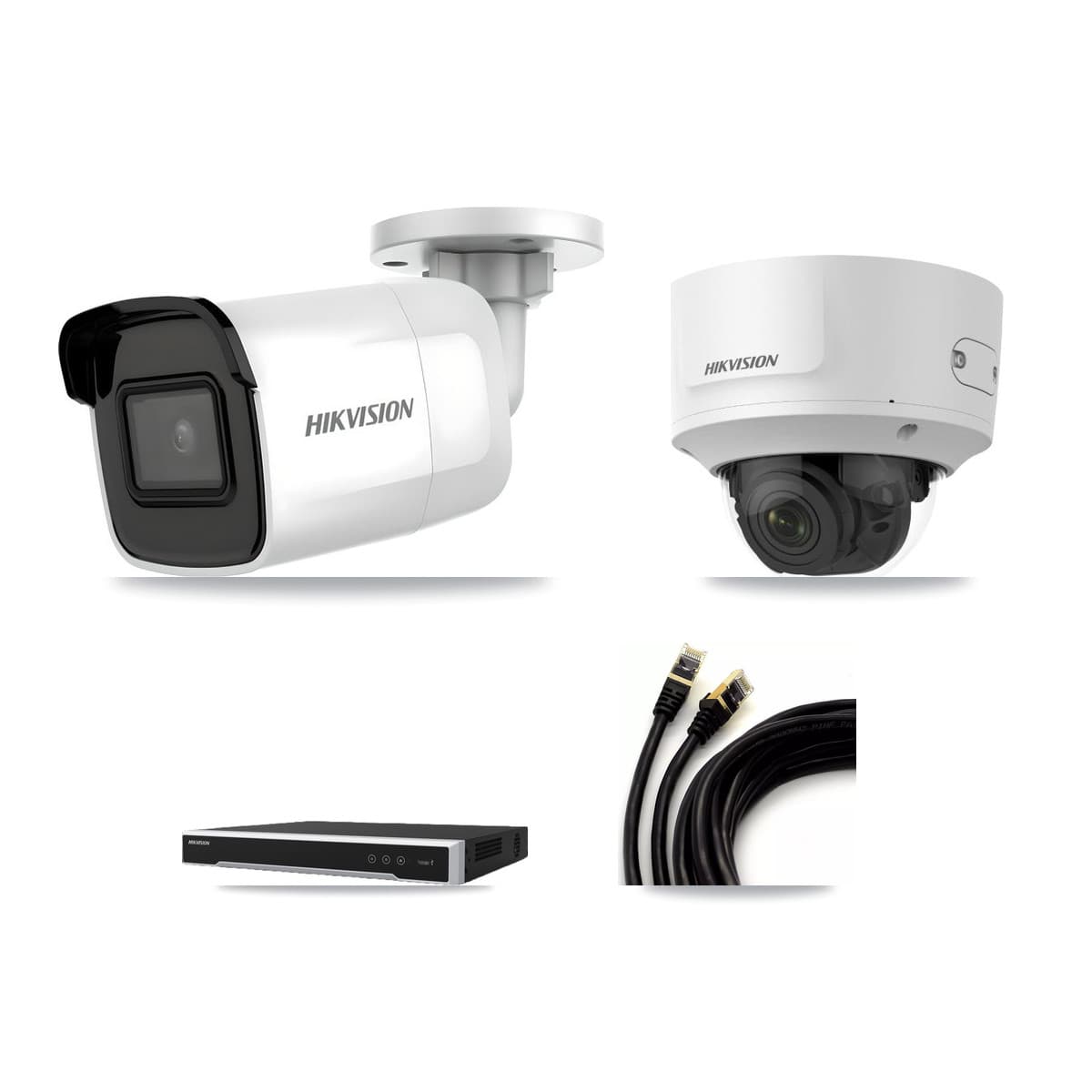 Hikvision 8-Channel 2MP – 4K CCTV Kit — 1 4K Bullet + 1 2MP Dome Cameras + 3TB Recording (DS-7608NI-M2 Recorder)