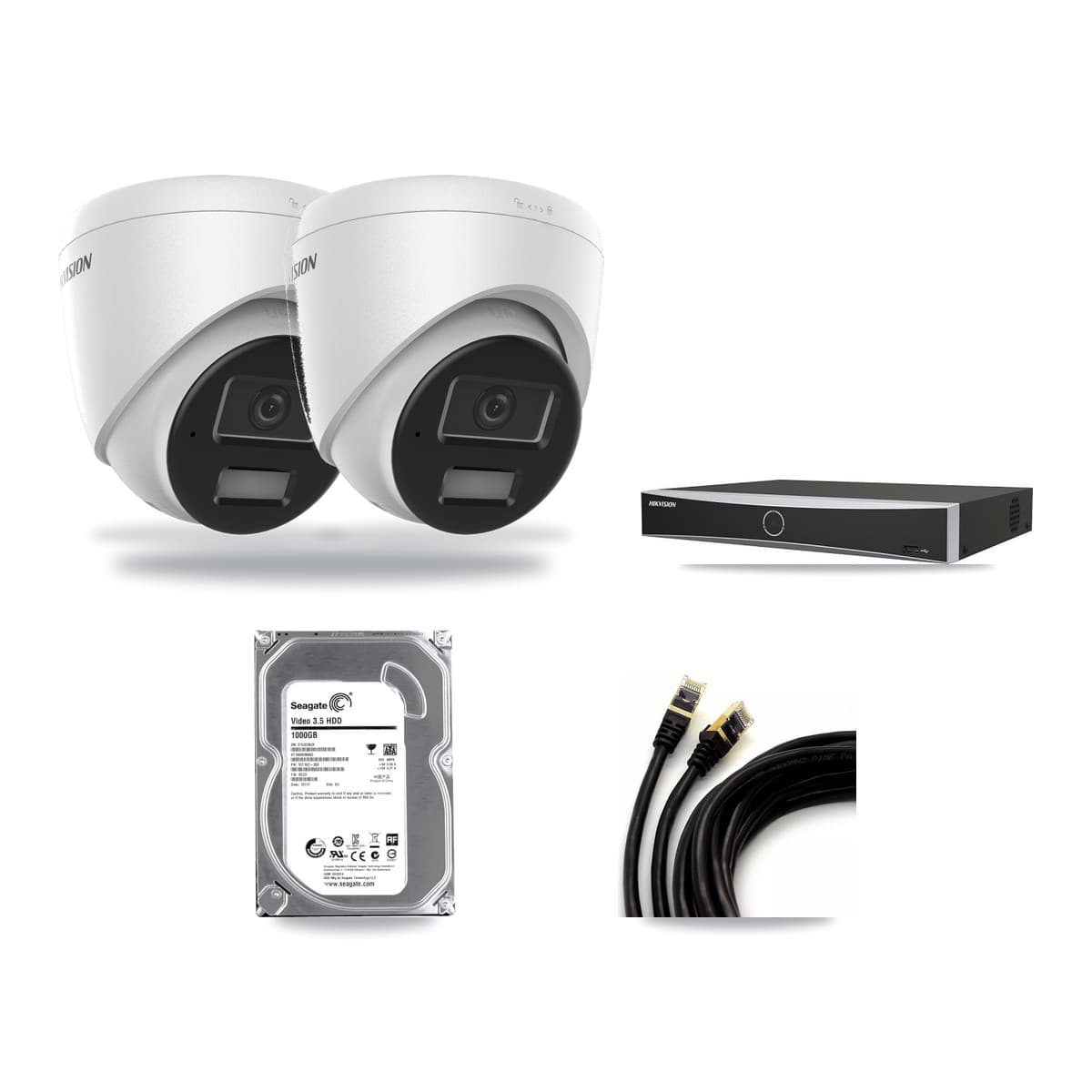Hikvision 4-Channel 4MP CCTV Kit — 2 DS-2CD1343G2 Turret Cameras + 1TB Recording - Image 1