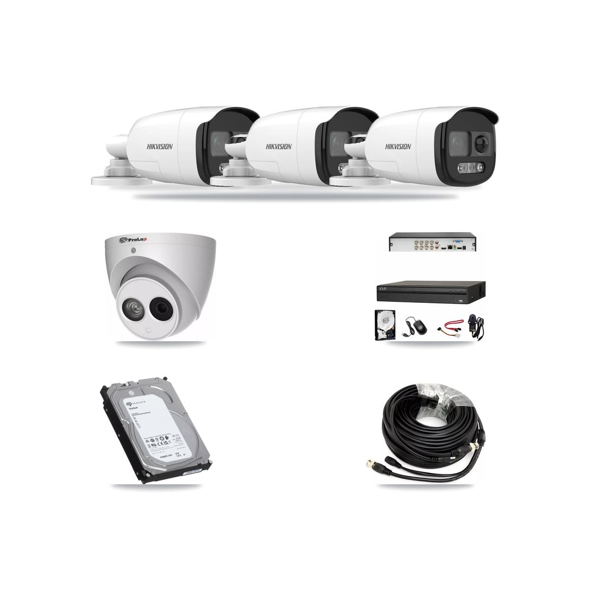 8-Channel 4MP – 5MP CCTV Kit — 3 DS-2CE12KF3T 5MP Bullet + 1 PXC-612C4W-A 4MP Turret Cameras + 6TB Recording (XVR-3108AD Recorder) - Image 1