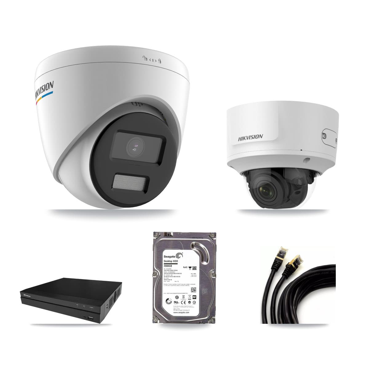 Hikvision & Prolux 8-Channel 2MP CCTV Kit — 2 Turret + 1 Dome Cameras + 2TB Recording