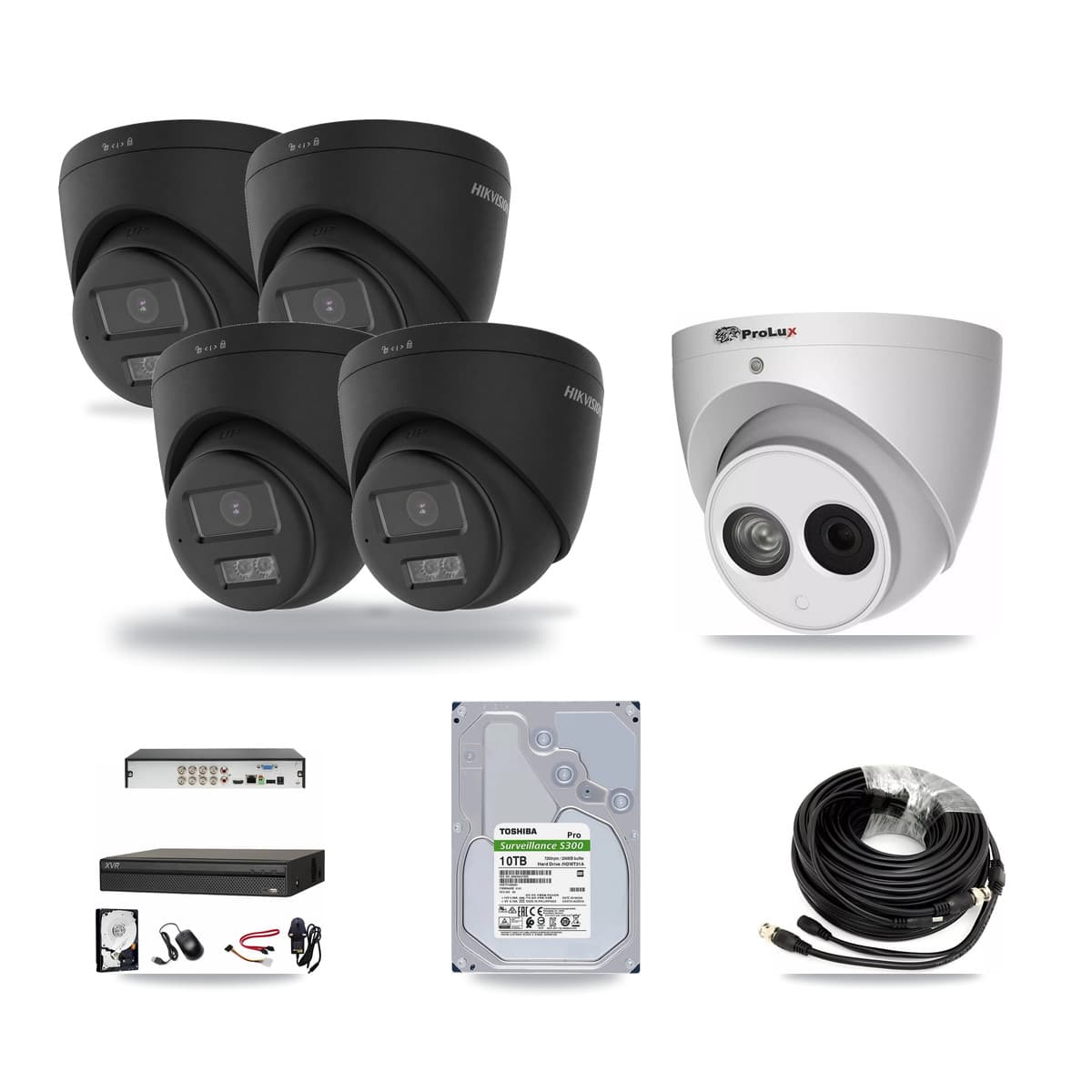 8-Channel 4MP – 4K CCTV Kit — 4 Black 4K + 1 4MP Turret Cameras + 10TB Recording (XVR-3108AD Recorder) - Image 1