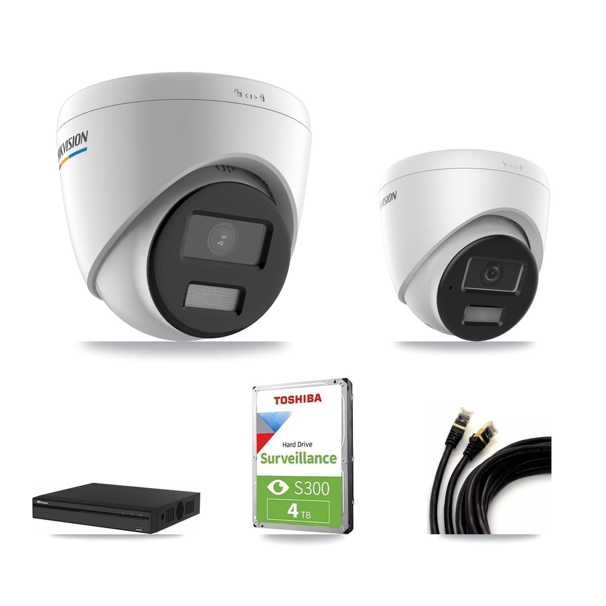 Hikvision & Prolux 4-Channel 2MP – 4MP CCTV Kit — 2 2MP + 2 4MP Turret Cameras + 4TB Recording