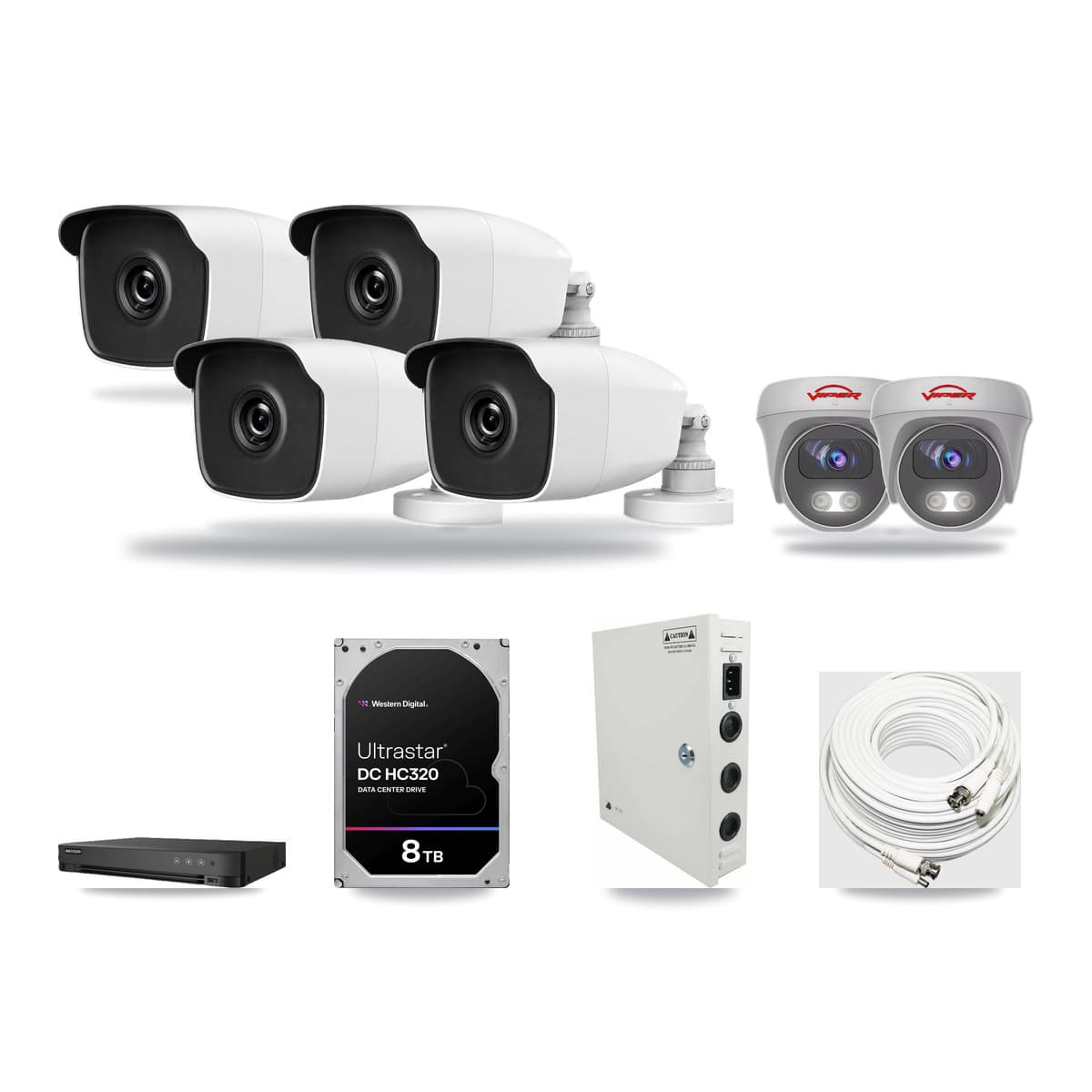 8-Channel 3MP – 5MP CCTV Kit — 4 3MP Bullet + 2 5MP Cameras + 8TB Recording - Image 1