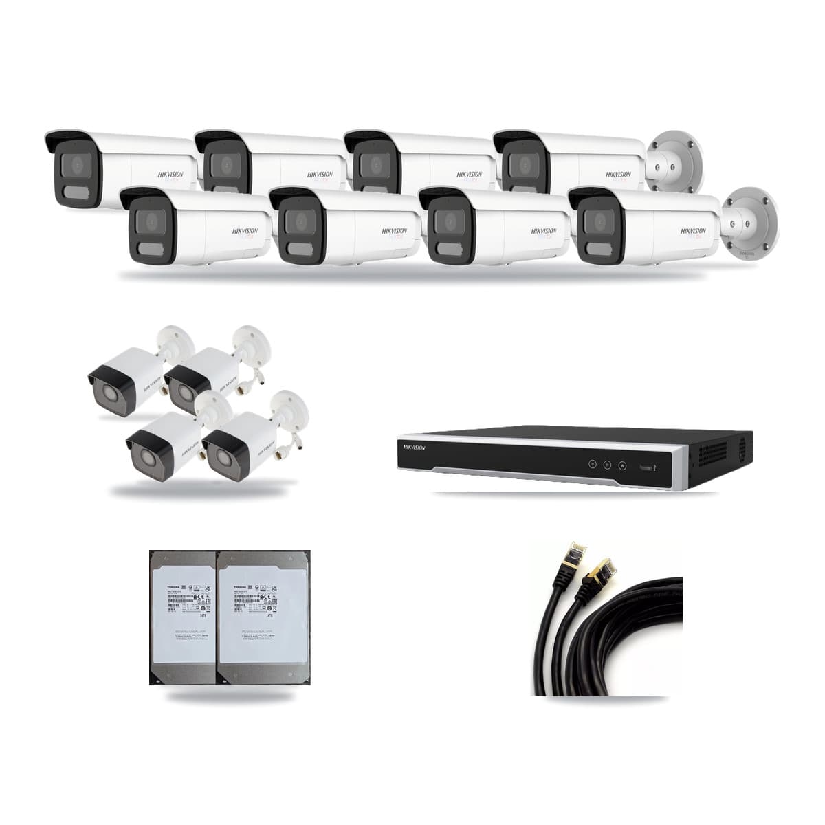 Hikvision 16-Channel 5MP – 4K CCTV Kit — 4 5MP + 8 White 4K Bullet Cameras + 2× 14TB Recording (DS-7616NI-M2 Recorder) - Image 1