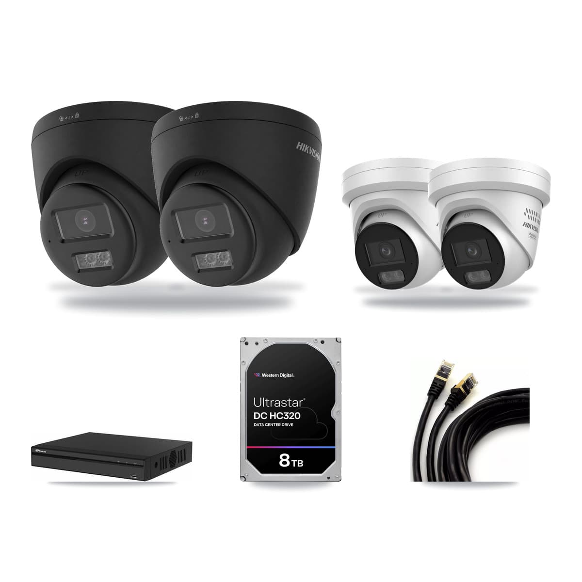 Prolux 4-Channel 4MP – 4K CCTV Kit — 2 4K + 2 4MP Turret Cameras + 8TB Recording - Image 1