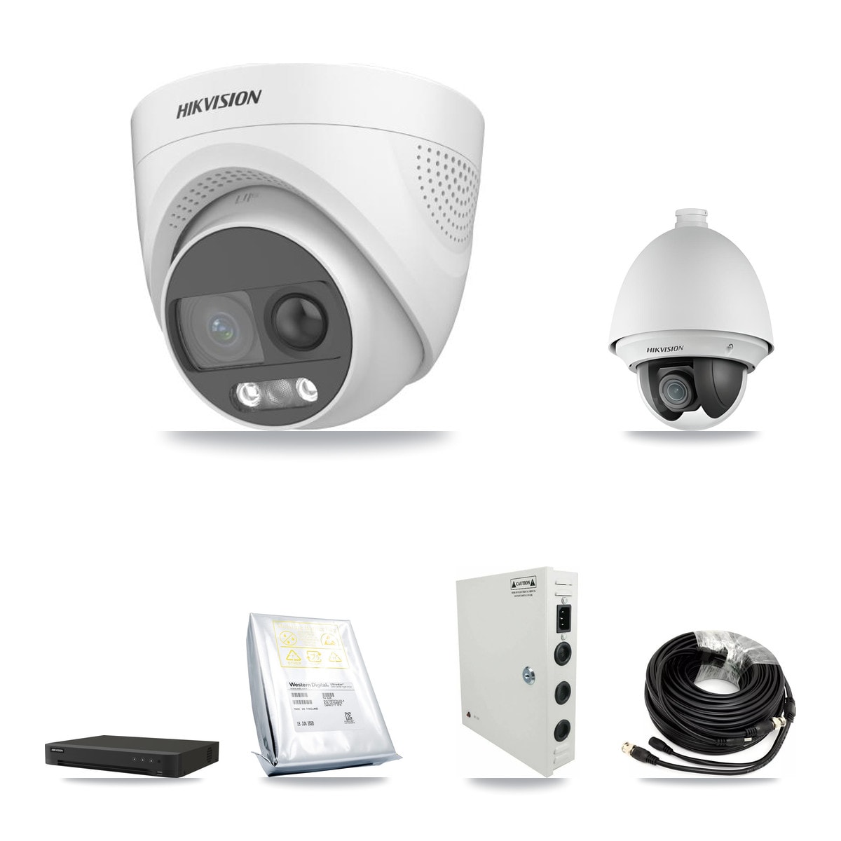 Hikvision 16-Channel 2MP – 5MP CCTV Kit — 1 DS-2AE4225T 2MP PTZ + 5 DS-2CE72KF3T 5MP Turret Cameras + 8TB Recording - Image 1
