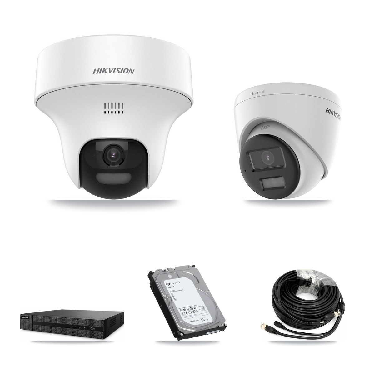 Hikvision 8-Channel 5MP CCTV Kit — 6 DS-2CE70K0T + 2 DS-2CE78K0T Turret Cameras + 6TB Recording (DVR-8CH Recorder) - Image 1