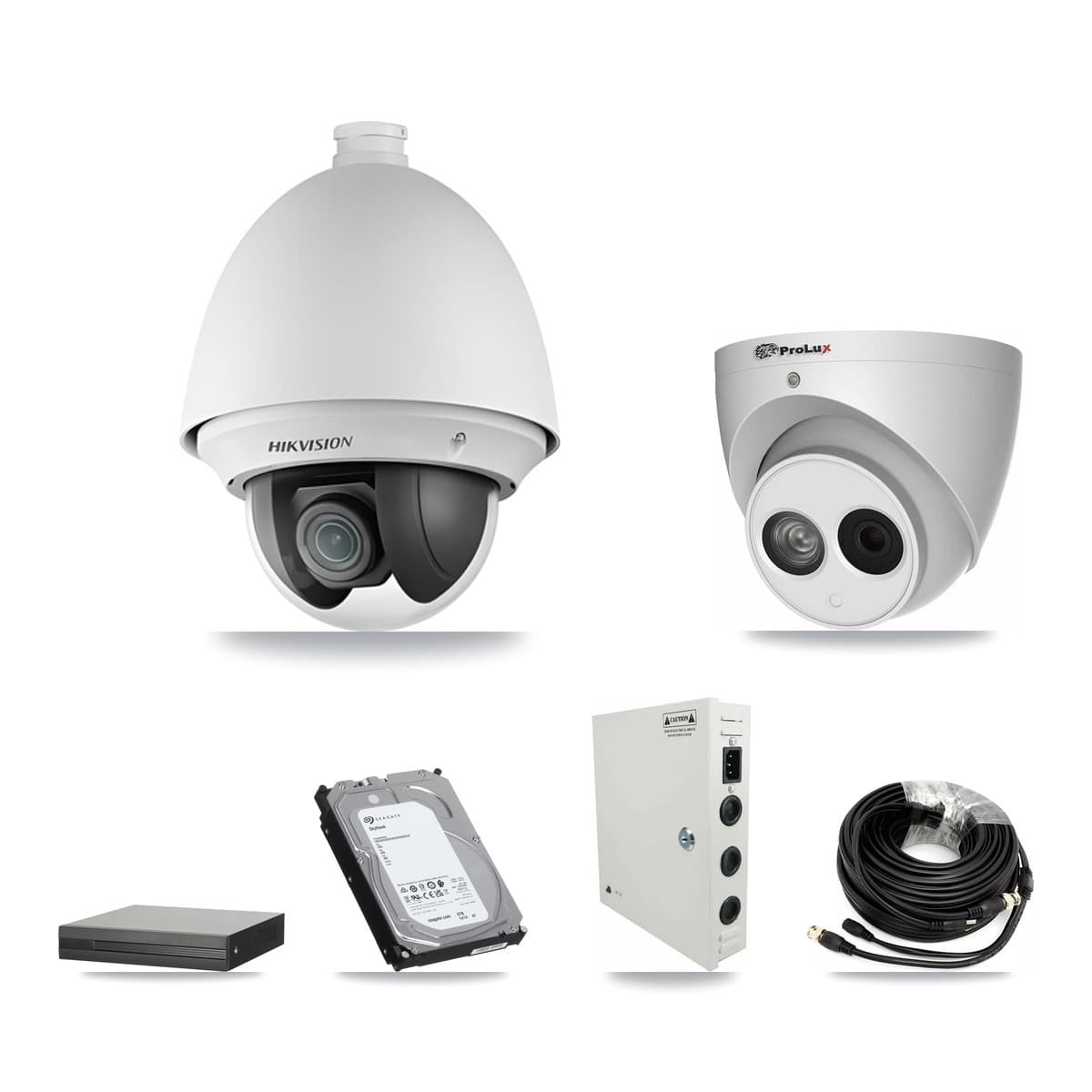Hikvision & Prolux 16-Channel 2MP – 4MP CCTV Kit — 7 2MP PTZ + 1 4MP Turret Cameras + 6TB Recording (XVR-3116HS Recorder) - Image 1