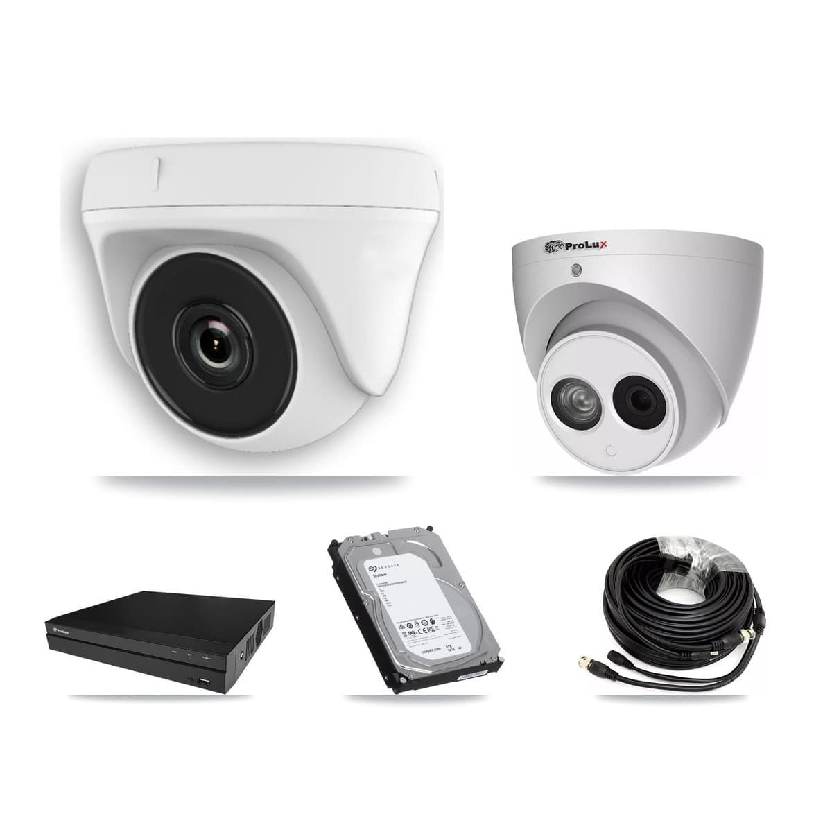 Prolux 8-Channel 2MP – 4MP CCTV Kit — 5 2MP Dome + 1 4MP Turret Cameras + 6TB Recording
