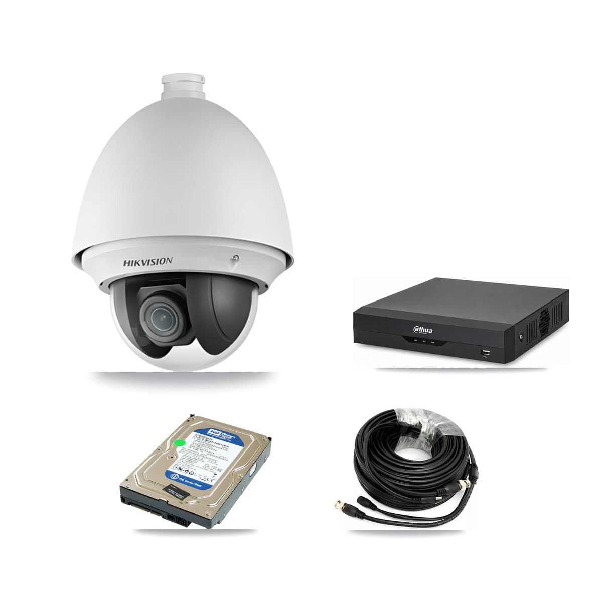 Hikvision & Dahua 4-Channel 2MP CCTV Kit — 1 DS-2AE4225T PTZ Camera + 500GB Recording