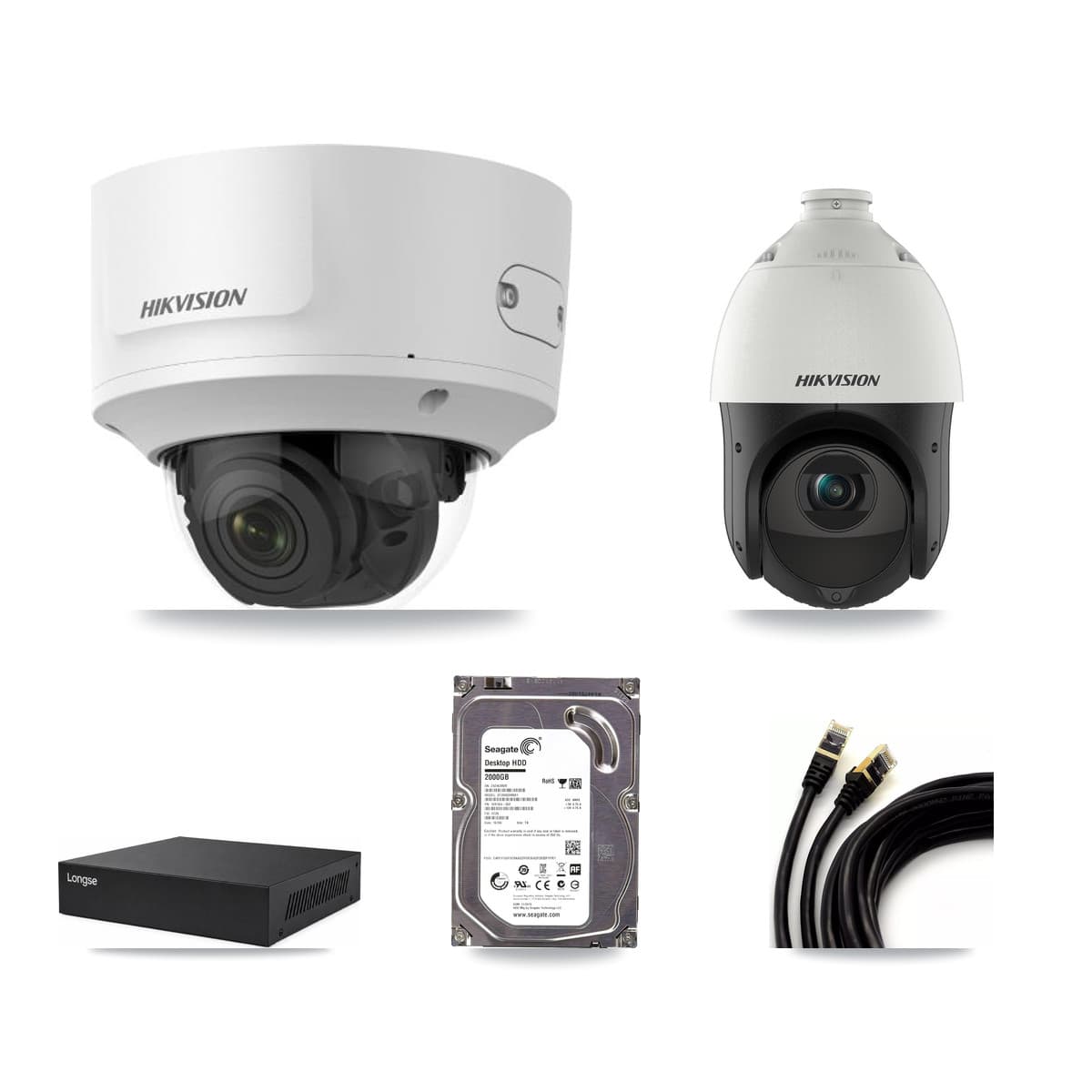 Hikvision & Longse 8-Channel 2MP – 4MP CCTV Kit — 1 2MP Dome + 1 4MP PTZ Cameras + 2TB Recording - Image 1