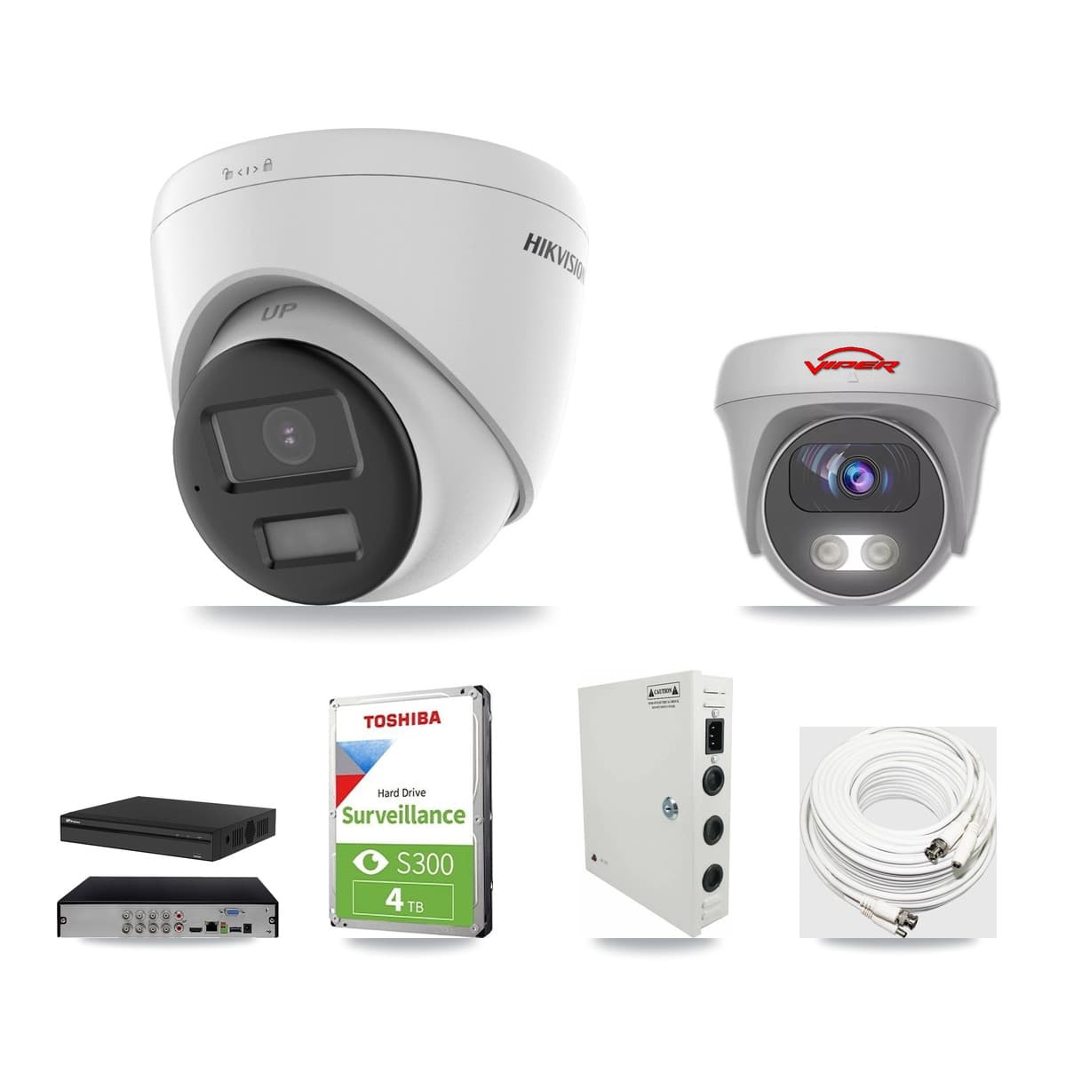 8-Channel 5MP – 4K CCTV Kit — 1 4K Turret + 1 White 5MP Cameras + 4TB Recording (PXD-5108HS Recorder) - Image 1