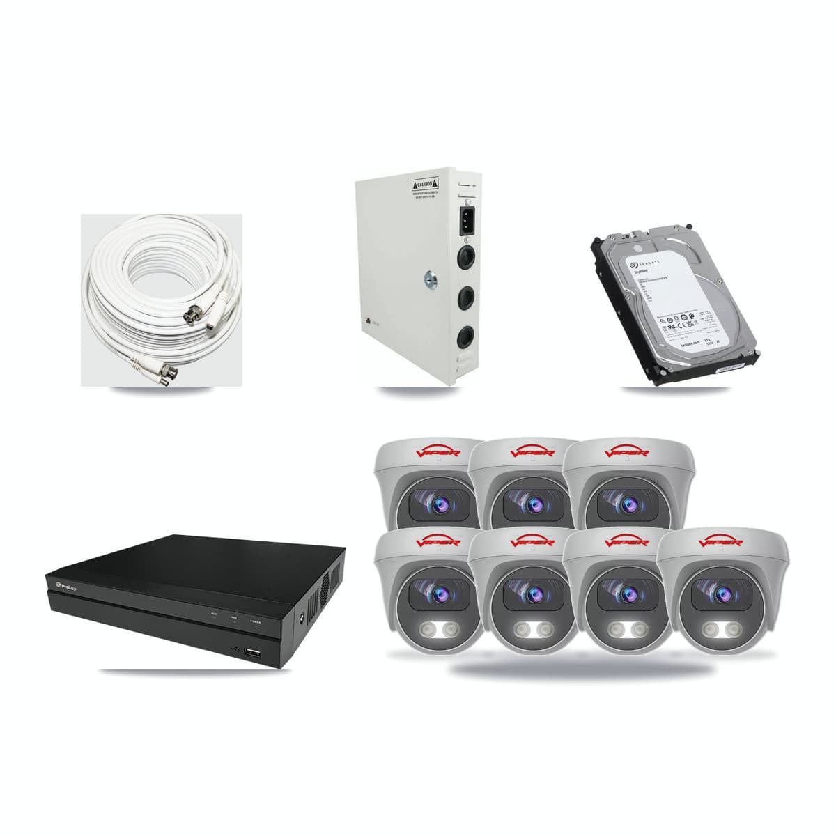Prolux 8-channel CCTV kit: 7 cameras (7× 5MP Camera), 6TB hard drive