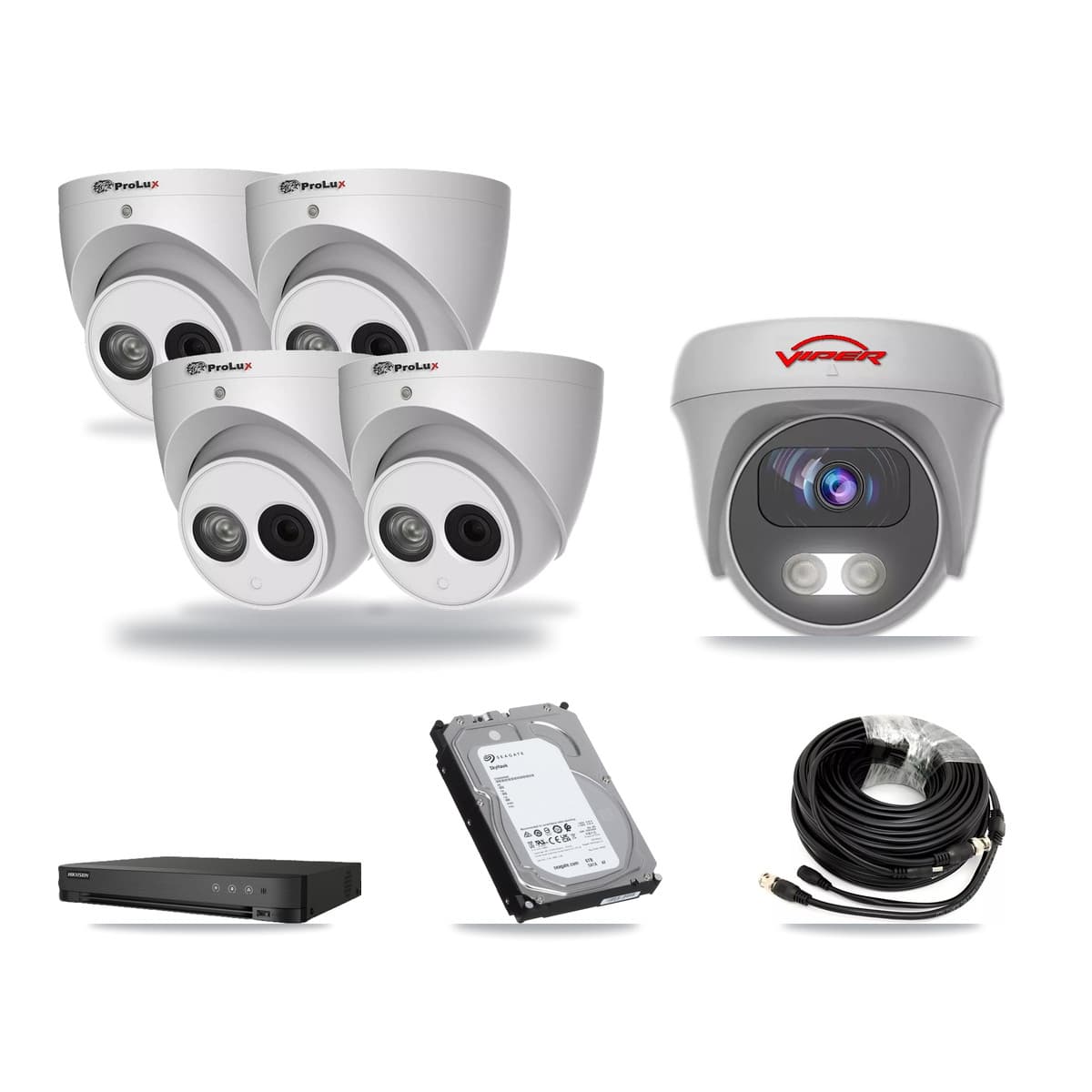 8-Channel 4MP – 5MP CCTV Kit — 4 4MP Turret + 1 5MP Cameras + 6TB Recording - Image 1