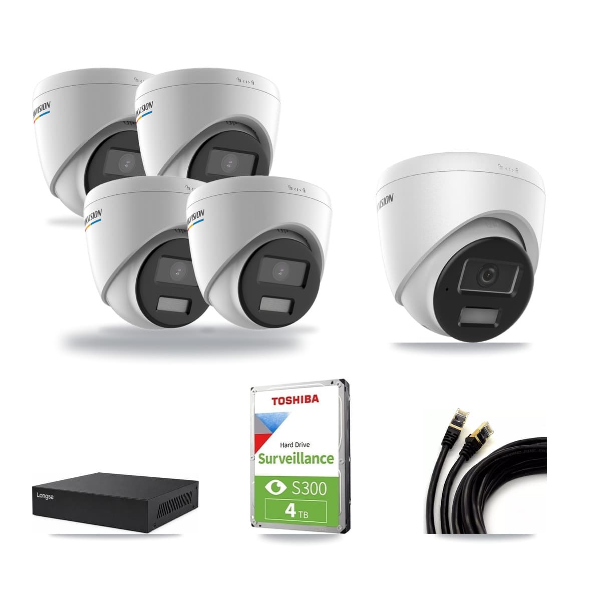 Hikvision & Longse 8-Channel 2MP – 4MP CCTV Kit — 4 2MP + 1 4MP Turret Cameras + 4TB Recording - Image 1
