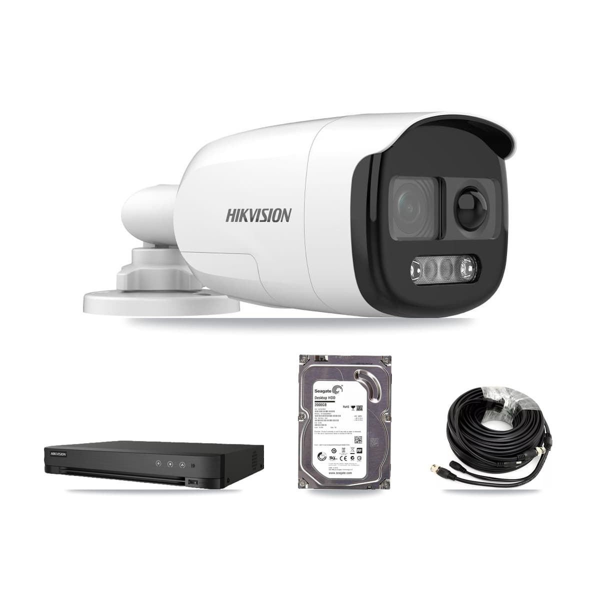 Hikvision 8-Channel 5MP CCTV Kit — 6 DS-2CE12KF3T-PIRXO Bullet Cameras + 2TB Recording (IDS-7208HUHI-M1/E Recorder)