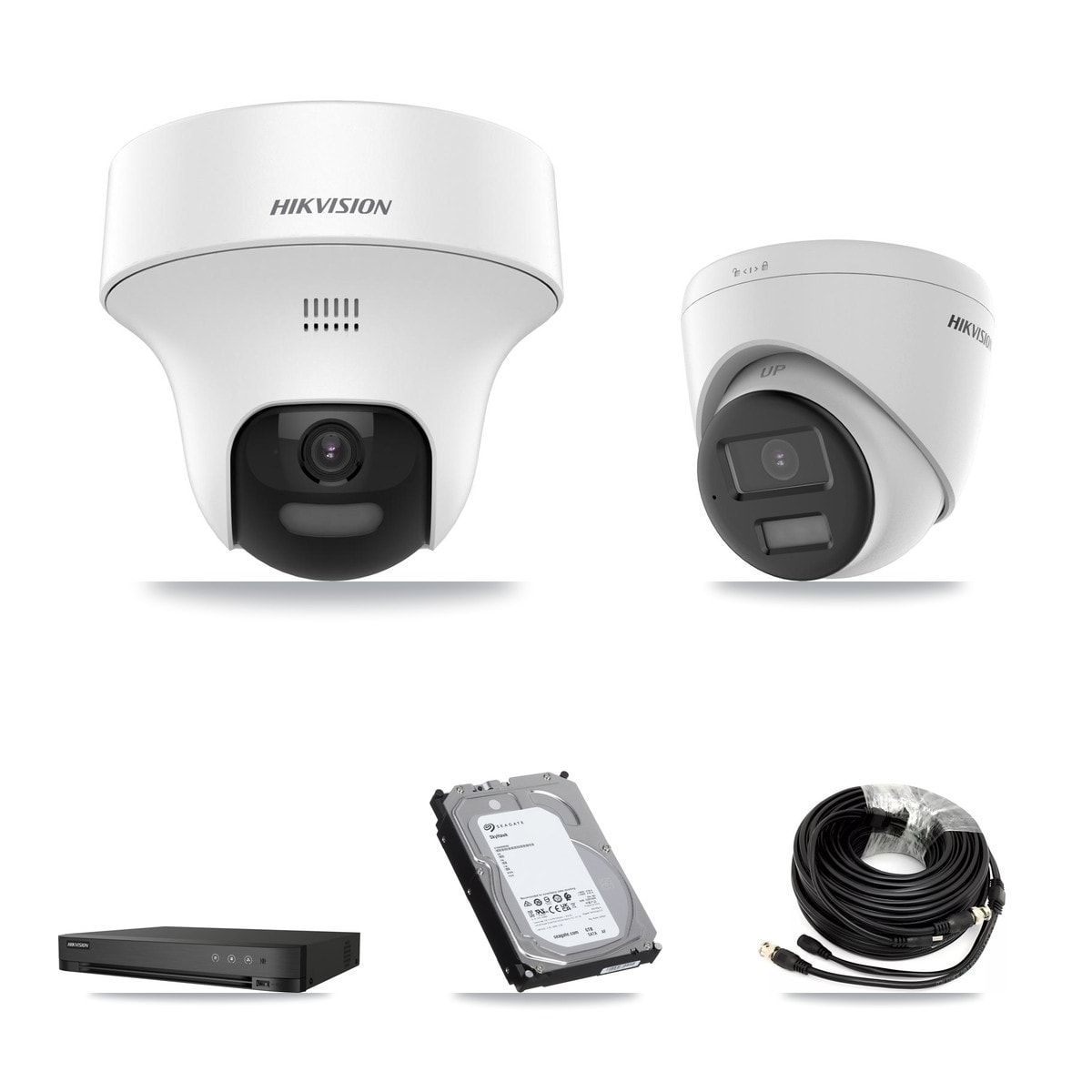 Hikvision iDS-7204HQHI-M1/XT 4-Channel DVR CCTV Kit — 3× DS-2CE70K0T-PTLTS Turret + 1× DS-2CE78K0T-LPTS Turret 5MP Cameras + 6TB HDD