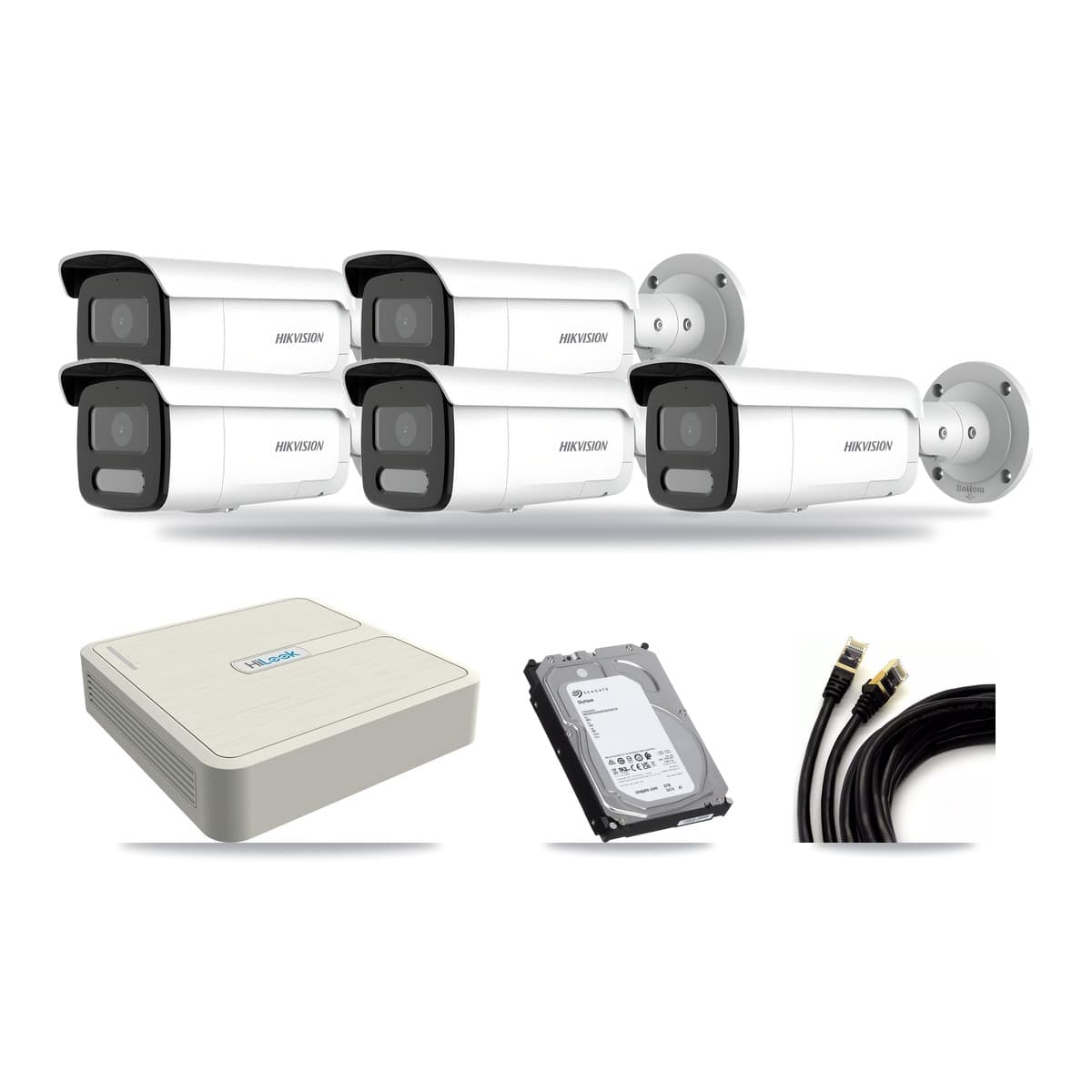 Hikvision & HiLook 8-Channel 4MP – 5MP CCTV Kit — 5 4MP Bullet + 1 5MP Dome Cameras + 6TB Recording (NVR-108H-D Recorder) - Image 1