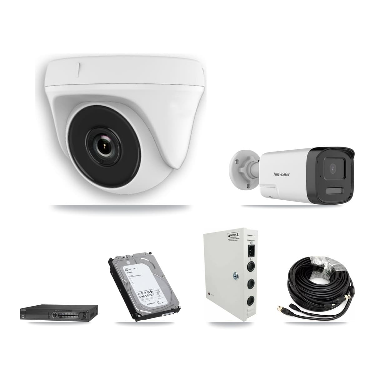 Hikvision 32-Channel 2MP – 5MP CCTV Kit — 5 DS-2CE17K0T 5MP Bullet + 11 White HDT-2MP-N20W 2MP Dome Cameras + 3× 6TB Recording