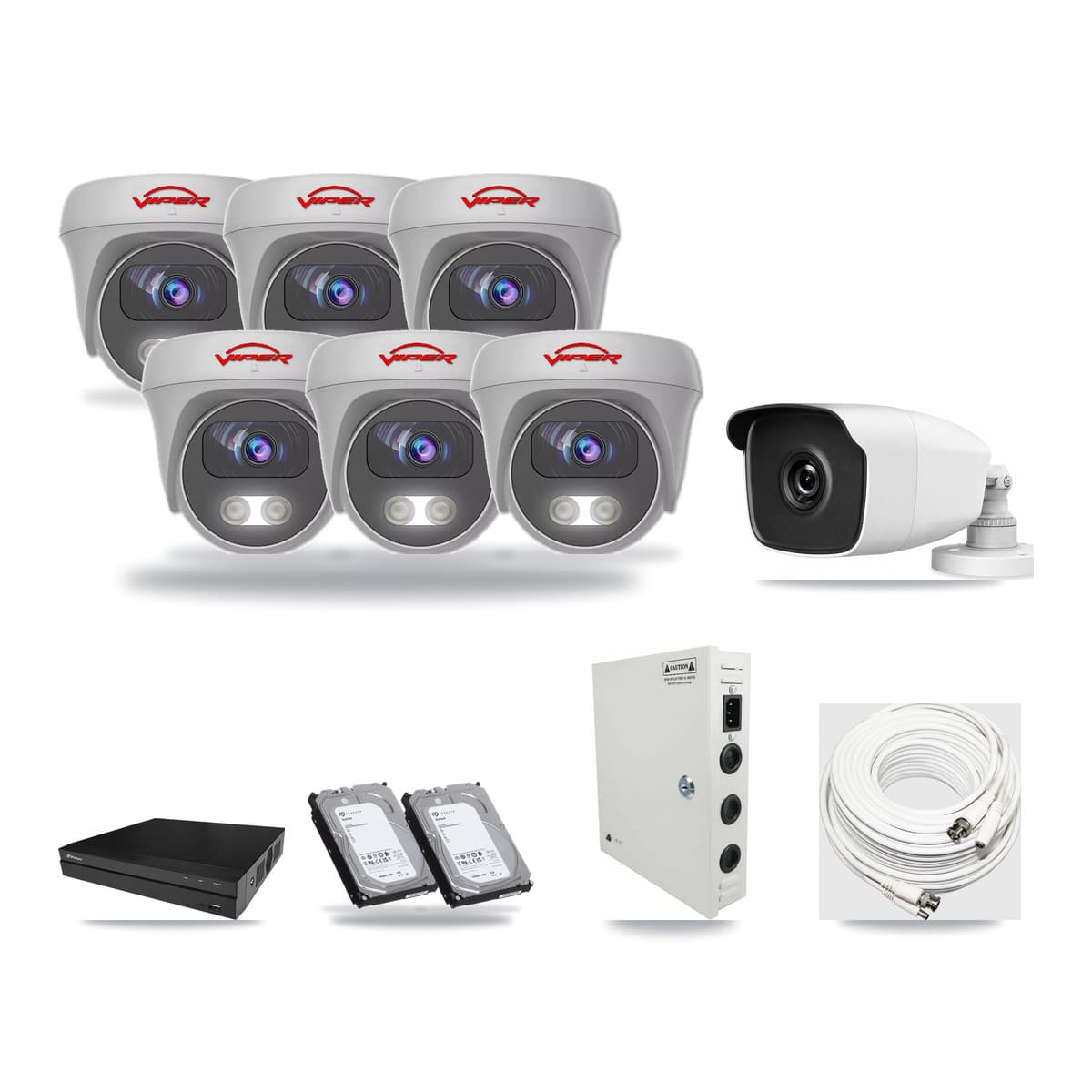 8-Channel 3MP – 5MP CCTV Kit — 1 3MP Bullet + 6 5MP Cameras + 2× 6TB Recording - Image 1