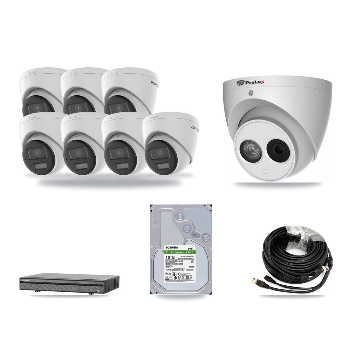 8-Channel 4MP – 4K CCTV Kit — 7 4K + 1 4MP Turret Cameras + 10TB Recording (DH-XVR5108H Recorder) - Image 1