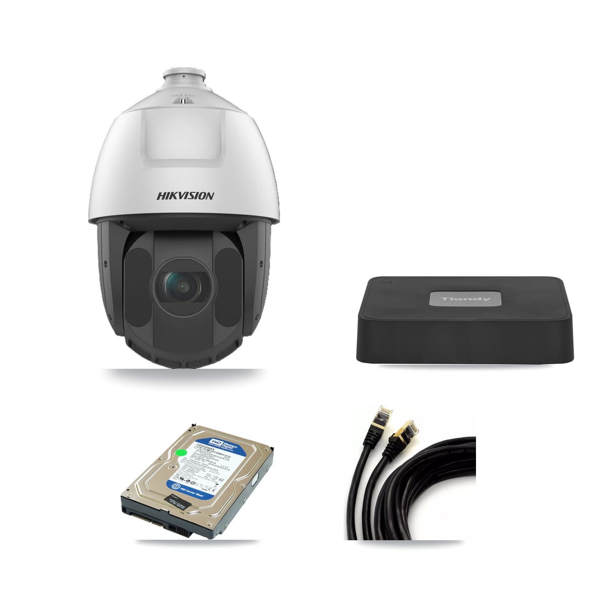 Hikvision & Tiandy 4-Channel 2MP CCTV Kit — 1 PTZ Camera + 500GB Recording