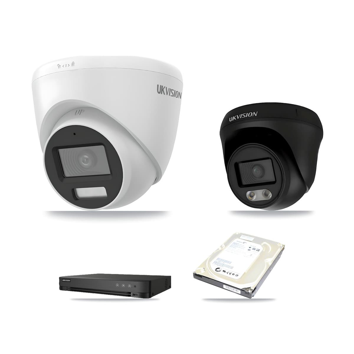 Hikvision 8-Channel 4K CCTV Kit — 4 UKVISION Cameras + 500GB Recording (IDS-7208HUHI Recorder)