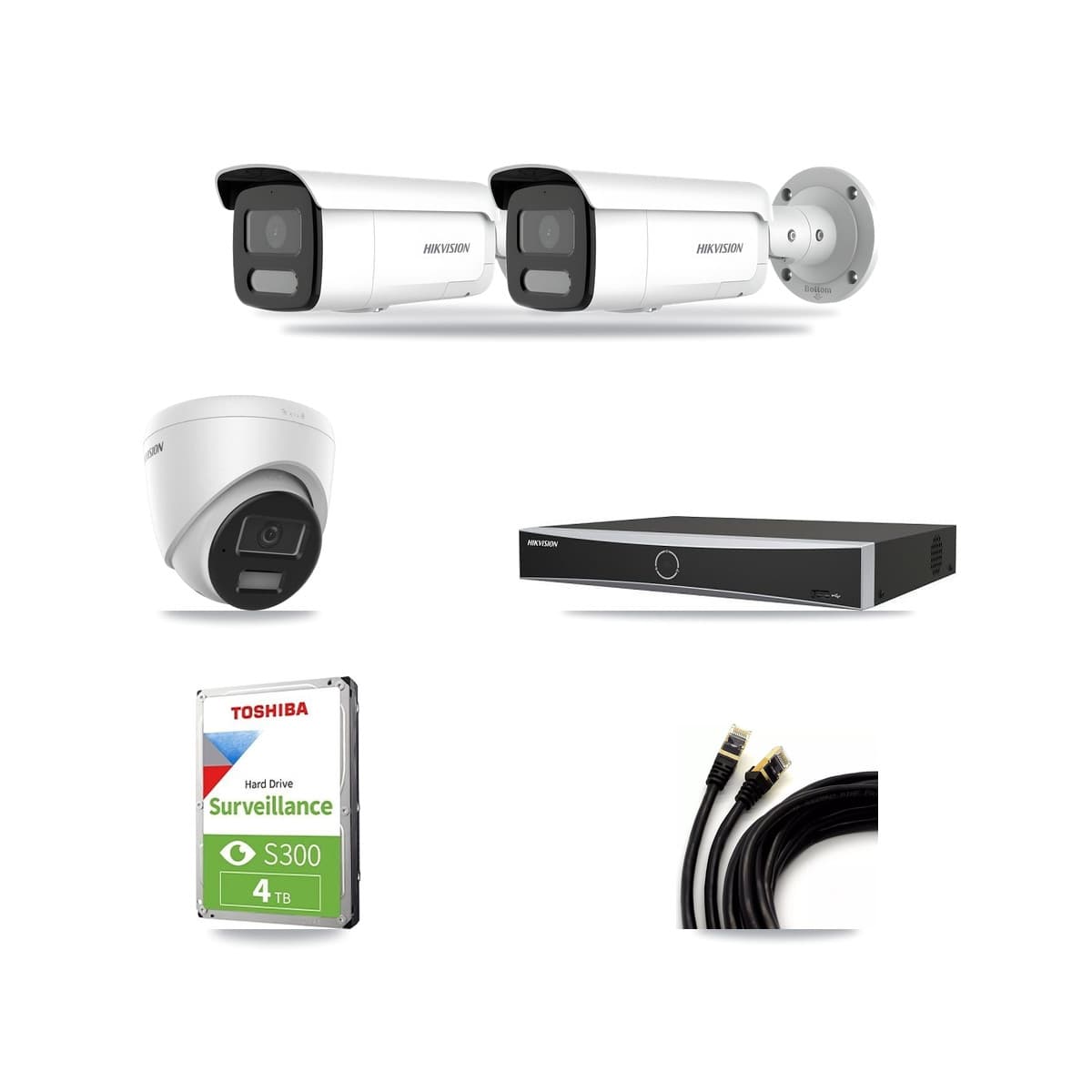 Hikvision 4-Channel 4MP CCTV Kit — 1 Turret + 2 Bullet Cameras + 4TB Recording - Image 1