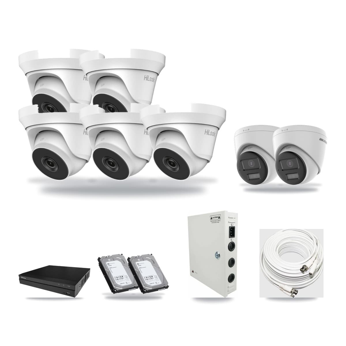 8-Channel 4MP – 4K CCTV Kit — 2 4K + 5 4MP Turret Cameras + 2× 6TB Recording - Image 1