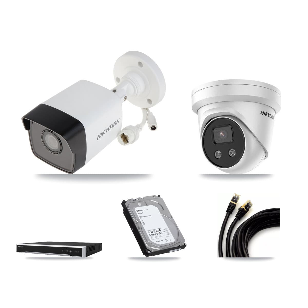 Hikvision 8-Channel 5MP CCTV Kit — 3 Bullet + 1 Turret Cameras + 6TB Recording (DS-7608NI-M2 Recorder)