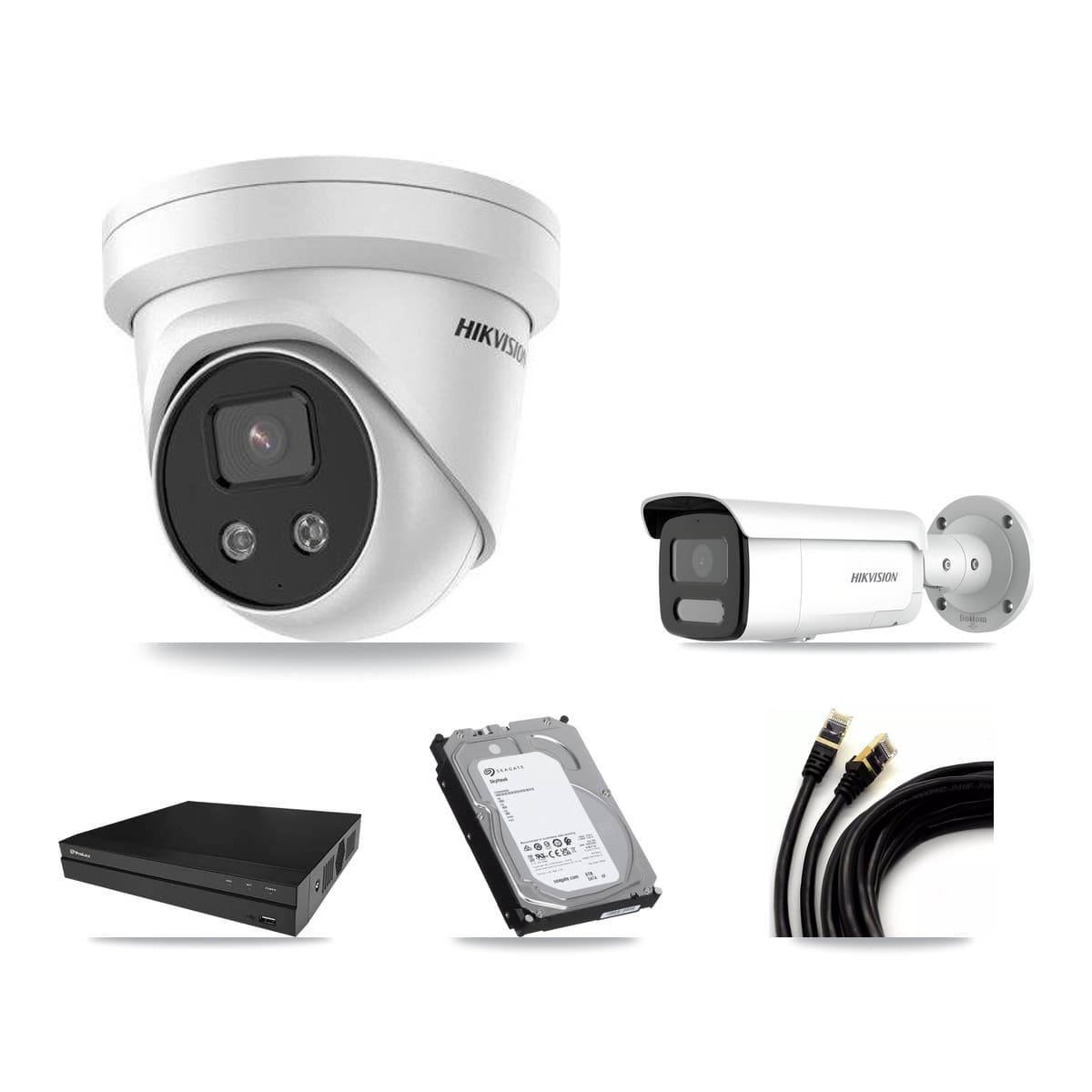 Hikvision & Prolux 8-Channel 4MP – 5MP CCTV Kit — 1 4MP Bullet + 4 5MP Turret Cameras + 6TB Recording