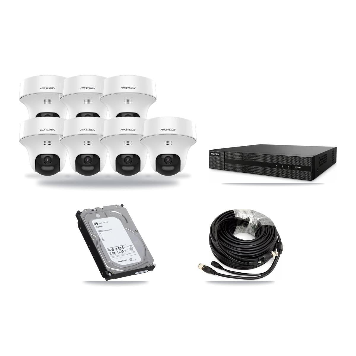Hikvision 8-Channel 5MP CCTV Kit — 7 DS-2CE70K0T Turret Cameras + 6TB Recording (DVR-8CH Recorder) - Image 1