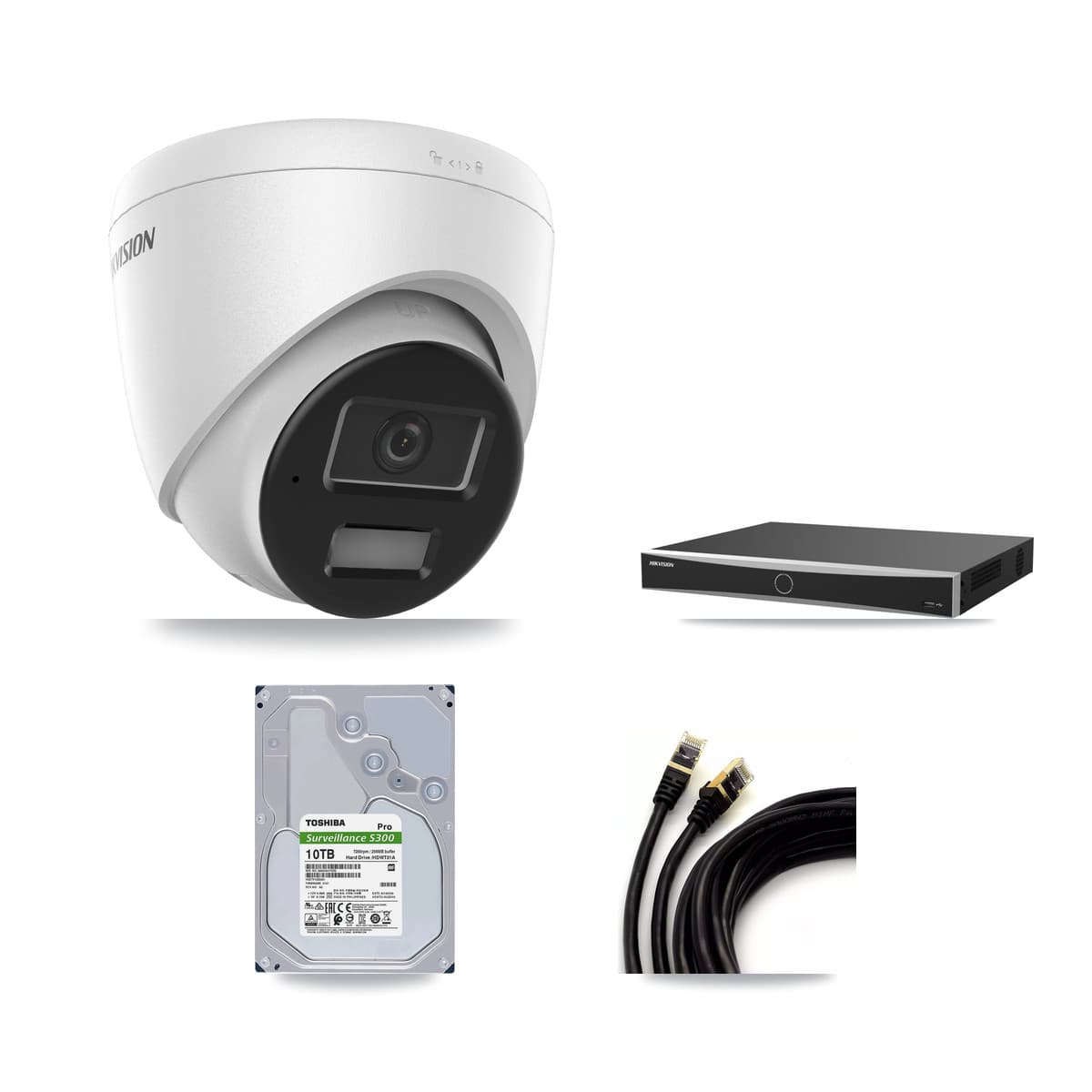 Hikvision 16-Channel 4MP CCTV Kit — 8 DS-2CD1343G2 Turret Cameras + 10TB Recording (DS-7616NXI Recorder)