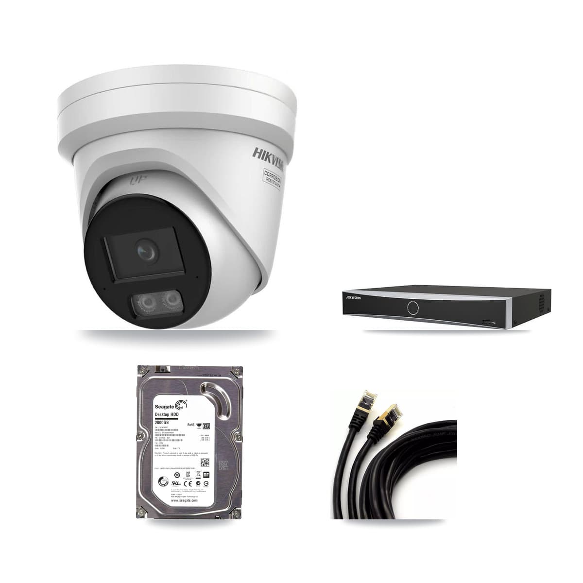 Hikvision 4-Channel 4K CCTV Kit — 2 DS-2CD2387G3 Turret Cameras + 2TB Recording