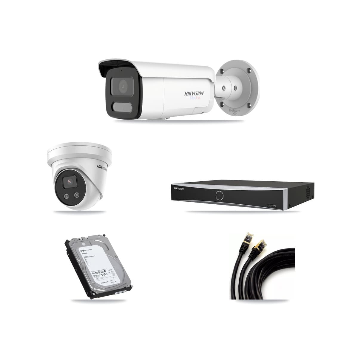Hikvision 4-Channel 5MP – 4K CCTV Kit — 2 4K Bullet + 1 5MP Turret Cameras + 6TB Recording