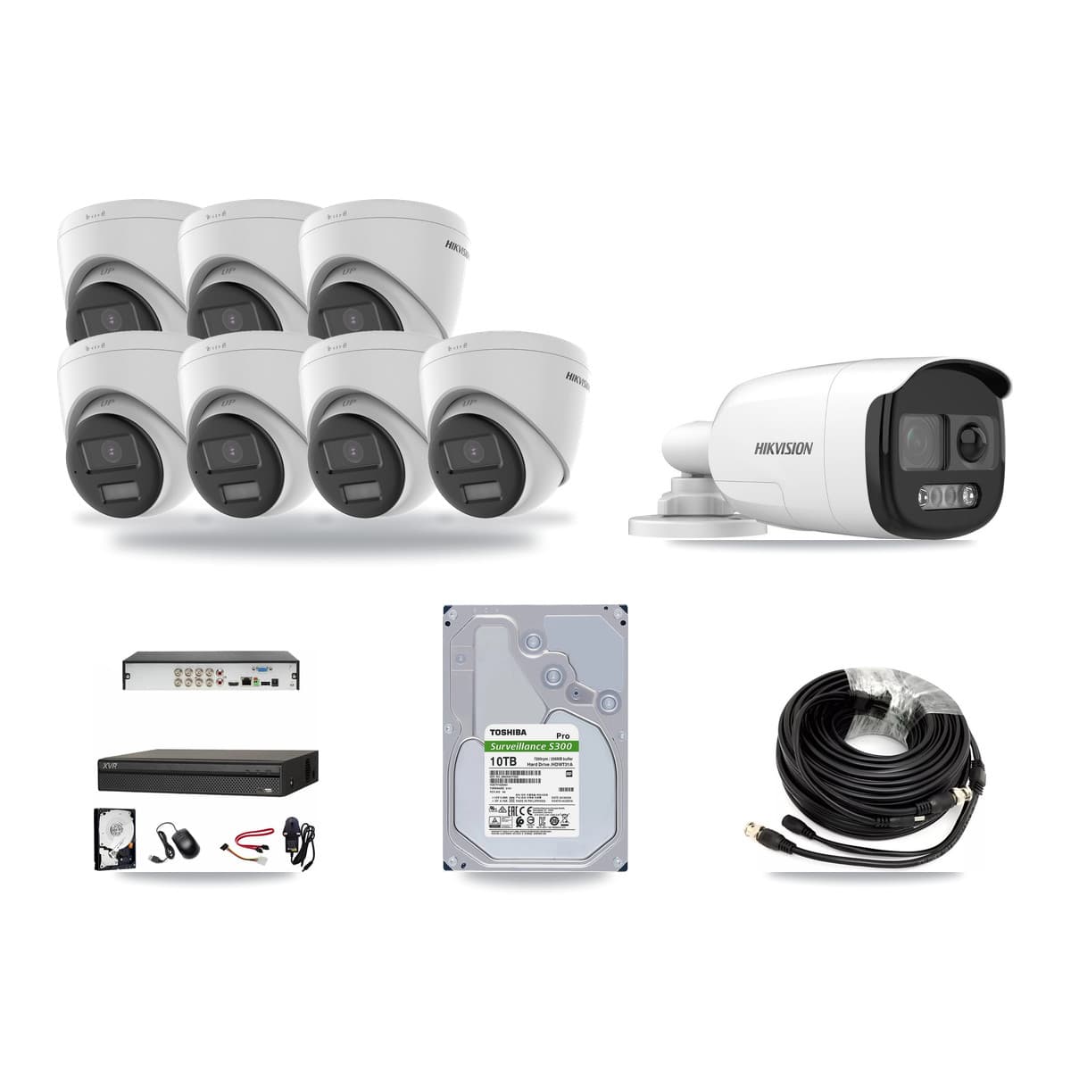 Hikvision & Dahua 8-Channel 5MP – 4K CCTV Kit — 1 5MP Bullet + 7 4K Turret Cameras + 10TB Recording - Image 1
