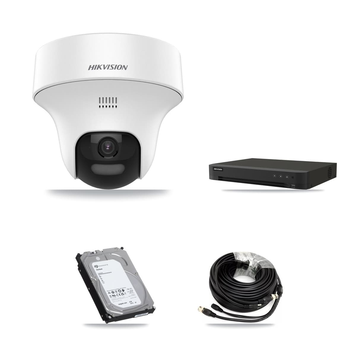 Hikvision 16-Channel 5MP CCTV Kit — 4 DS-2CE70K0T Turret Cameras + 6TB Recording (IDS-7216HQHI Recorder)