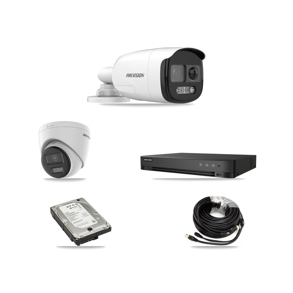 Hikvision 4-Channel 5MP – 4K CCTV Kit — 2 5MP Bullet + 1 4K Turret Cameras + 5TB Recording