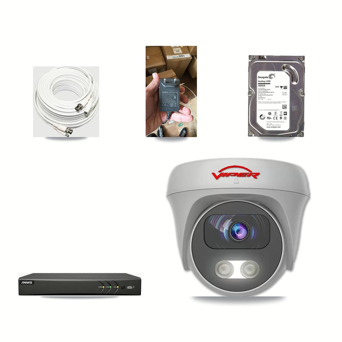 ANNKE 4-channel CCTV kit: 1 camera (1× 5MP Camera), 2TB hard drive