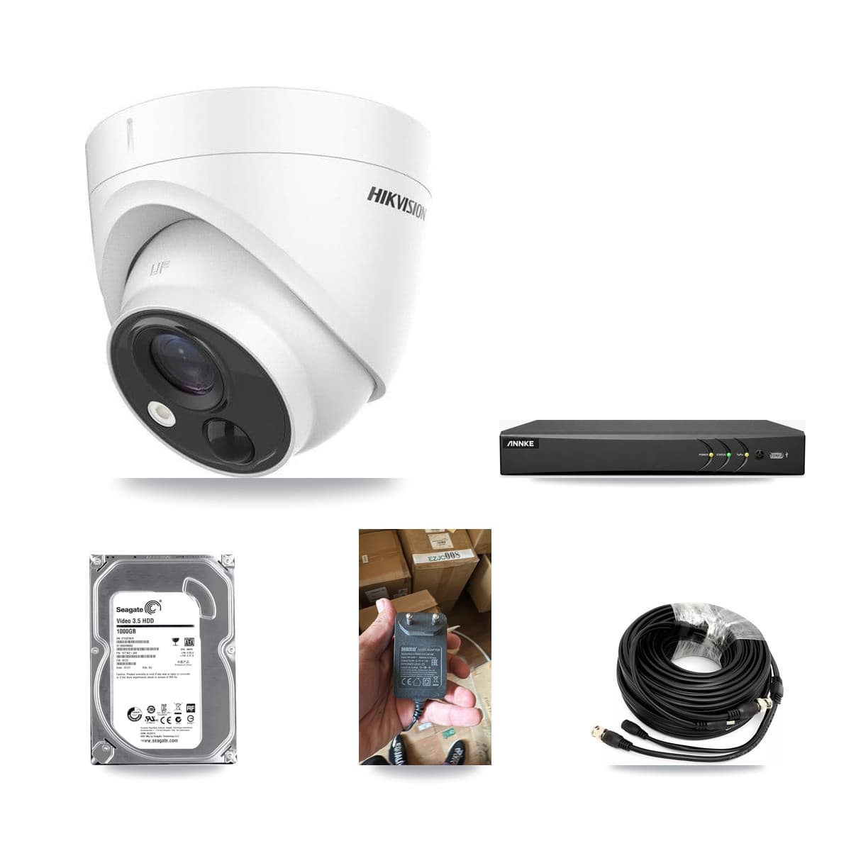 Hikvision & ANNKE 4-Channel 5MP CCTV Kit — 1 DS-2CE71H0T Turret Camera + 1TB Recording - Image 1