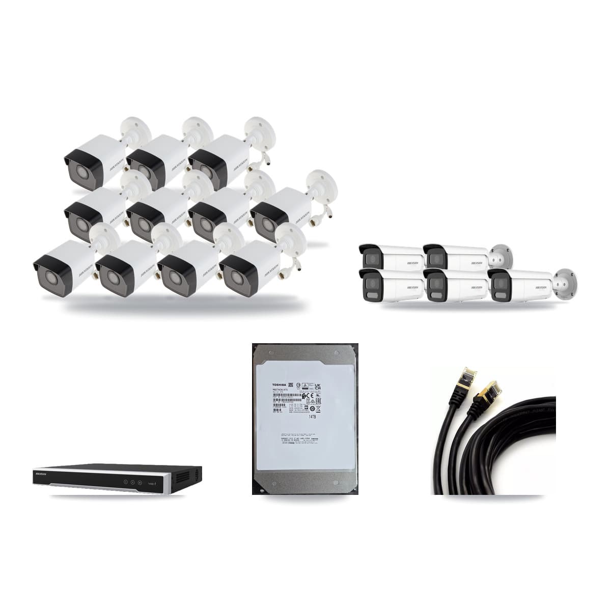 Hikvision 16-Channel 5MP – 4K CCTV Kit — 11 5MP + 5 White 4K Bullet Cameras + 14TB Recording (DS-7616NI-M2 Recorder) - Image 1